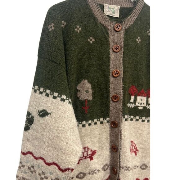 Vtg Annie Laurie Cardigan Sweater Shetland 100% Pure Wool Scotland 1980s Cottage - Picture 4 of 10